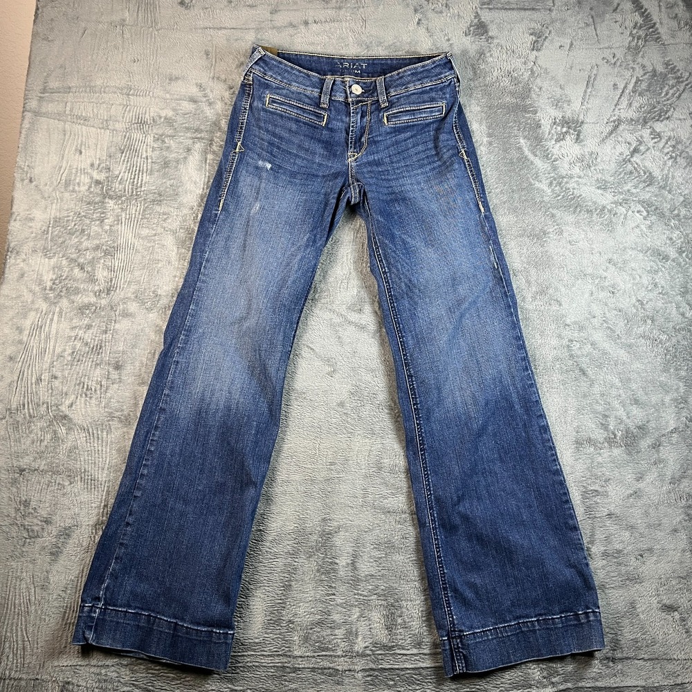 Ariat Trouser Jeans Womens 28R Blue Denim Cotton Stretch Western Bootcut Leg